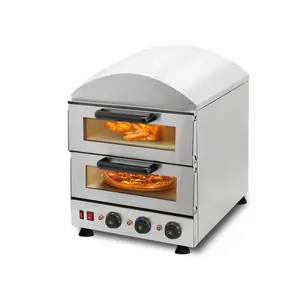 Horno de Pizza de doble capa comercial Pizza Panadería Equipo de cocina Horno de Pizza de dos cubiertas Eléctrico