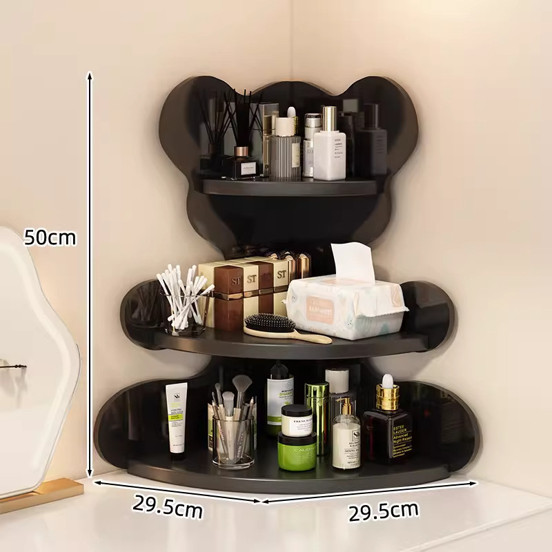 Etagère d'angle en forme d'ours [Support à thé noir - étagères noires]