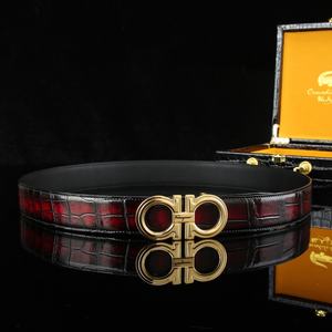 Cinturón de Cuero de Cocodrilo Genuino para Hombre con Hebilla Dorada, Correa de Cintura de Piel de Cocodrilo de Diseño de Lujo para Negocios y Uso Diario - Product Image 6