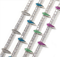 DY Hip Hop panthère noire même Style diamant tour de cou loup dent collier CZ ressort fermoir Tennis chaîne