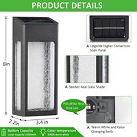ESRA 57A ARMXY Lampes solaires LED d'extérieur pour clôture et mur, allumage/extinction automatique, étanches IP44, lumière chaude, batterie rechargeable incluse