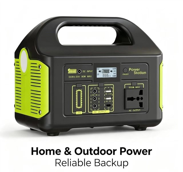 500W Portable Power Station LiFePO4 Solar Generator Pure Sine Wave Inverter External Battery Home Backup Outdoor Emergency Use