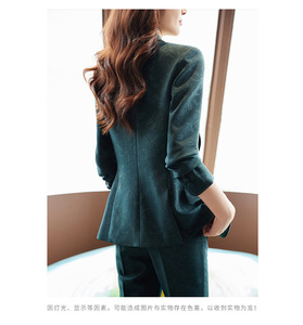 S-4XL профессиональная куртка с длинными рукавами, строгий комплект из брюк, двубортный костюм, куртка, прямые брюки, комплект из 2 предметов - Product Image 5