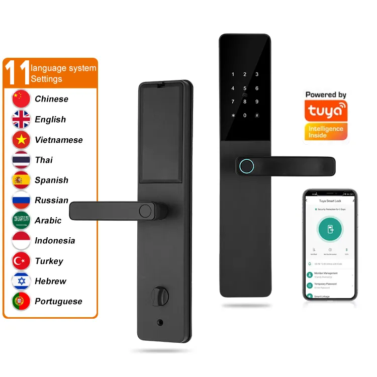 Groothandelsprijs Wifi Ttlock App 6V Droge Batterij Slimme Deurslot Ic Kaart Smartphone App Unlock Biometrische Vingerafdruk Smart Lock