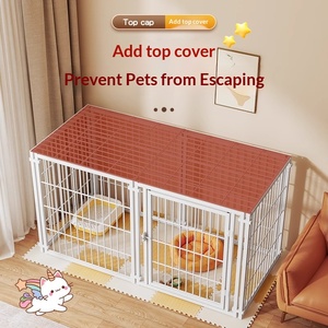 <span class=keywords><strong>Cage</strong></span> pour chien d'intérieur, petite et moyenne taille, avec barrière de sécurité, enclos sans clôture, cadre en acier au carbone, plateforme anti-évasion et couvercle supérieur complet - Product Image 3