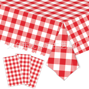Six Color Checkered Disposable <b>Tablecloth</b> With Napkins For Birthday Party Casual Style <b>Plastic</b> Paper Tableware Set - Product Image 3
