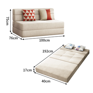 Canapé-lit rectangulaire moderne extensible, mobilier inclinable doux pour salon, chambre, hôtel, pliable en tissu pour appartements - Product Image 2