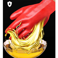 Gants antidérapants en PVC résistants aux produits chimiques, imperméables et longue durée de vie, de couleur rouge, pour la protection personnelle, fournis par le fabricant