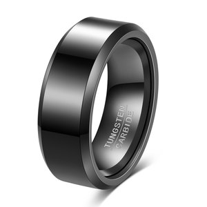 Anillo de Acero de Tungsteno de 6 mm y 8 mm con Doble Bisel Geométrico, Joyería para Uso Diario Masculino - Product Image 4