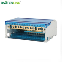 BAOTENLINK 415 4*15 6 pôles 200A, bornier de barrette DIN en nylon PA66 ignifuge à connexion par vis, rail DIN NS 35, bloc d'alimentation
