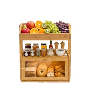 Étagère de rangement en bambou Lanbaoda 3 niveaux avec boîte à pain pour l'organisation des aliments dans la cuisine - Product Image 1