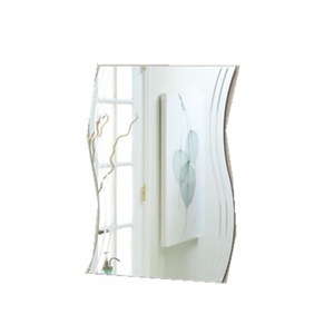 SINOY Decorative 6mm Wood Frame Wavy <b>Mirror</b> <b>Long</b> Wave Flat Pattern <b>Mirrors</b> for Bedroom & Bathroom <b>Wall</b> Decor 2mm Thickness" - Product Image 1