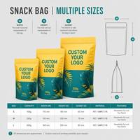 Sachet personnalisé imprimé anti-odeur style tropical pour fruits secs (mangue, durian) – Pochette verticale refermable en VMPET pour snacks