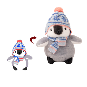 Jouets en peluche personnalisés, adorable pingouin d'hiver en peluche, pingouin en peluche doux avec <span class=keywords><strong>bonnet</strong></span> et écharpe en tricot pour la décoration de <span class=keywords><strong>Noël</strong></span>, cadeau pour enfants - Product Image 1