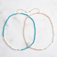 Collier tendance RINNTIN GMN52 plaqué or avec perles d'opale rose naturelle et perles de coquillage pour femme