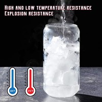 Vaso de Agua Transparente Hecho a Mano de Vidrio Borosilicato de 500 ml con Logotipo Personalizado, Forma de Lata, Asa Colorida, Ecológico, Apto para Lavavajillas y Microondas