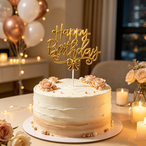 Décoration <span class=keywords><strong>de</strong></span> gâteau d'<span class=keywords><strong>anniversaire</strong></span> 3D en plastique, motif nœud papillon et fleurs, pour célébrations festives, prix d'usine - Product Image 2