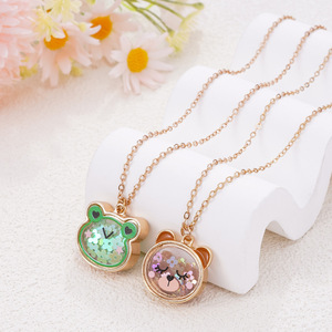 Collier pendentif enfant en alliage de zinc, motifs animaux de dessin animé (chat, grenouille, ours), cadeau pour filles et meilleures amies - Product Image 2