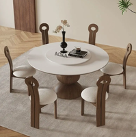 Table à manger en marbre moderne, convertible, extensible, élégante et minimaliste, avec base en bois, pour salle à manger d'hôtel, intérieur