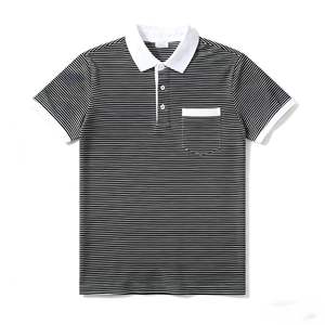 2026 नए डिजाइन लघु आस्तीन पोलो टी शर्ट नीचे कॉलर पुरुषों की धारीदार पुरुषों की गोल्फ लैपल पोलो शर्ट - Product Image 2