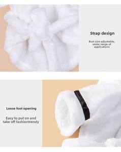 가을/겨울용 럭셔리 강아지 로브 XS 부드러운 플란넬 소재 단색 패턴 따뜻한 반려동물 고양이 잠옷 목욕 가운 코트 보호복 - Product Image 3