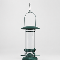 Mangeoire à oiseaux compacte en tube avec poignée de suspension, plusieurs ports pour graines, perchoirs, design antique, écologique, pour la décoration de patio, jardin et cour