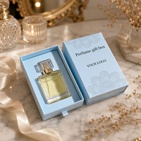 Kotak Hadiah Parfum Mewah Kemasan Laci Karton Kaku Berlapis Beludru Satin Kotak Logo Kustom untuk Parfum Kosmetik