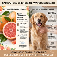 Mousse de shampoing sans eau énergisante pour animaux de compagnie, parfum pamplemousse, 300 ml, sans rinçage, bain pour chien en voyage, pH équilibré, contrôle des odeurs, marque privée