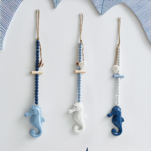 Adorno Colgante de Madera con Forma de Caballito de Mar, Escultura de Pared de Estilo Mediterráneo, Decoración del Hogar, Paquete de Varias Piezas - Product Image 1