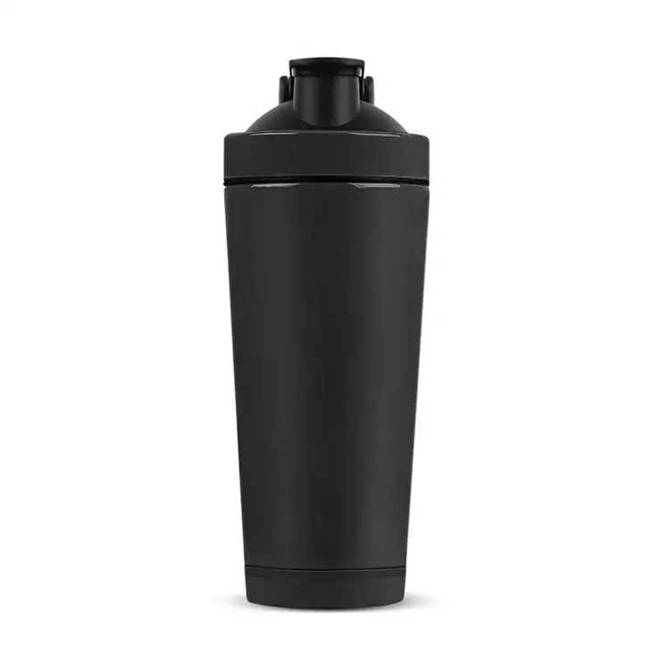 Garrafa anti-vazamento da garrafa do shaker da proteína do metal 304 de aço inoxidável 750ml garrafa fitness à prova de vazamento com desenho próprio