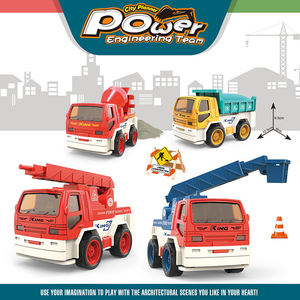 Lot de 4 mini-véhicules de construction à inertie : Camion benne, Grue à échelle, Bétonnière – Pièces mobiles – Cadeau pour enfants 3+ - Product Image 2
