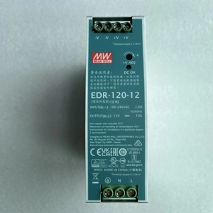 Alimentation électrique industrielle AC-DC sur rail DIN série <span class=keywords><strong>EDR</strong></span> Mean Well 120W à sortie unique, entrée 90-264VAC, efficacité 88%, 12V/24V/48V - Product Image 1