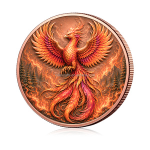 Pièce de collection personnalisée OEM ODM en cuivre fin .999 de 5 oz, ronde, avec relief 3D et impression couleur, représentant des créatures mythiques - Product Image 1