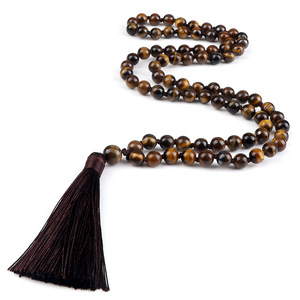 80 Stück Mala Edelstein Mattschwarz Achat Onyx Lava Rosenquarz Tigerauge Amazonit Stein perlen Halskette Handgemachter Quasten schmuck - Product Image 1