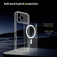 Coque de protection transparente pour iPhone 17 16 15 Pro Max avec chargement magnétique, protection d'objectif anti-rayures à pores fins