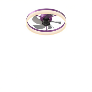 Ventilateur de plafond LED moderne violet en ABS encastré, à intensité variable, moteur DC, 3 pales, télécommande, éclairage de salon - Product Image 1