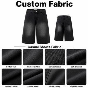 Street Style <strong>Black</strong> Knitted Mid <strong>Waist</strong> Gradient Washed Men Summer Loose Straight Leg <strong>Denim</strong> <strong>Shorts</strong> for Youth Casual Campus Wear - Product Image 4