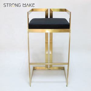 Taburete de barra alta de acero inoxidable dorado de lujo, tela moderna <span class=keywords><strong>Bistrot</strong></span>, venta al por mayor, fabricantes de fábrica - Product Image 3