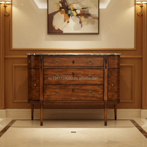Cassettiera Classica in Stile Luigi XVI con Piano in Marmo Demilune e 3 Cassetti, Mobile Antico Provinciale Francese per Arredamento Soggiorno - Product Image 3