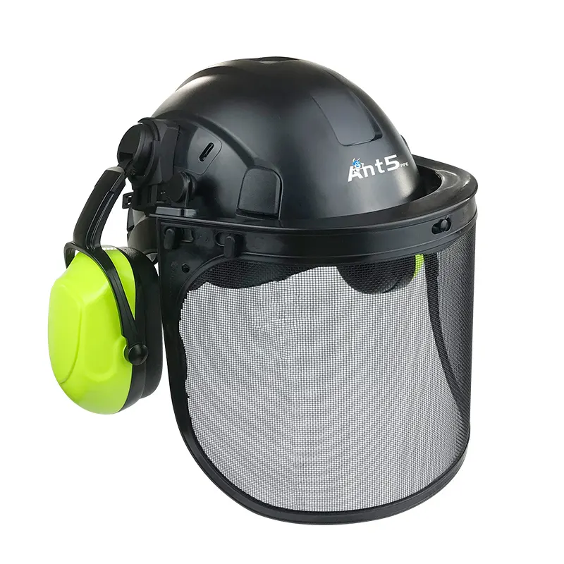 ANT5PPE 4 in 1 ABS kafa koruma ormancılık emniyet kaskı testere güvenlik baretler ile kulaklıklar ve örgü yüz kalkanı