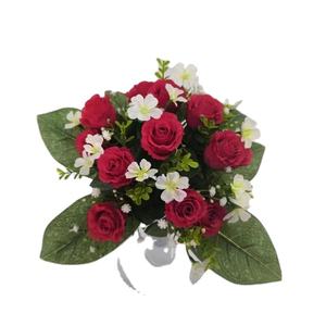 2025 MÁS NUEVO 33CM POLIÉSTER ARTIFICIAL ROSA FLORES MIXTO BUSHX13 - Product Image 1
