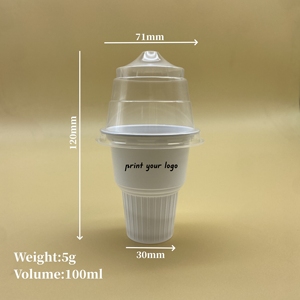 Sulide 100ml jetable blanc PP Mini conteneur de crème glacée en plastique transparent forme de cône de crème glacée tasse à vendre - Product Image 2