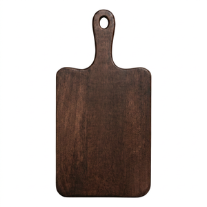 Planche à découper en teck massif brun foncé, planche à découper Espresso avec poignée de suspension - Product Image 1