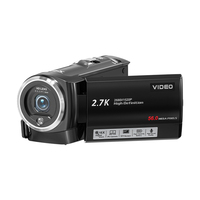 Videocámara Digital con Luz LED Antivibración, 2.7K 56MP, Pantalla Giratoria de 270 Grados para Vlogging