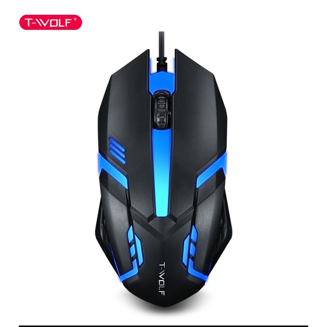 T-WOLF V1 Ergonomic Wired Optical Gaming Mouse Four-color Breathing LED Lamp 1000 DPI 3D Key in Stock for Desktop Laptop