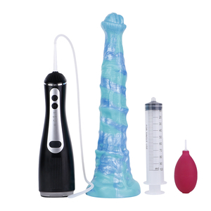 Dildo de silicona suave de 13.5 pulgadas de largo con rociador de agua eléctrico y ventosa, masajeador anal, vaginal y de punto G para la masturbación. - Product Image 1
