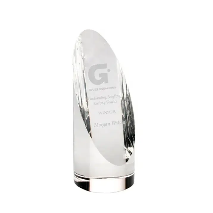 Fabricant de trophées Coupe souvenir de sport en gros Conception personnalisée Plaque Prix en verre Trophée en cristal