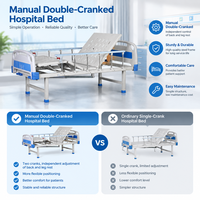 Lit médicalisé semi-Fowler avec manivelle, dossier réglable, levage des genoux, plateau ABS à fentes et rails rabattables pour usage à domicile ou en hospice