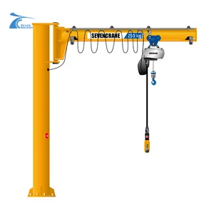 Floor Pedestal Slewing 1 Ton Pillar Jib Crane With Electric Hoist