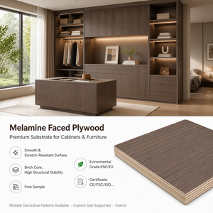 Panneau de bois de haute qualité personnalisé, étanche, avec âme en bouleau 15-18mm 4x8, colle MDI de qualité ENF, pour présentoirs de magasins de luxe, <span class=keywords><strong>contreplaqué</strong></span> mélaminé - Product Image 1